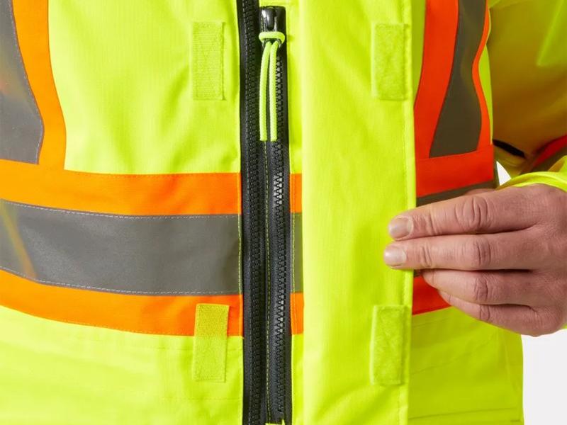 Custom High Visibility Reflective Safety Jacket Front Placket & Closure System