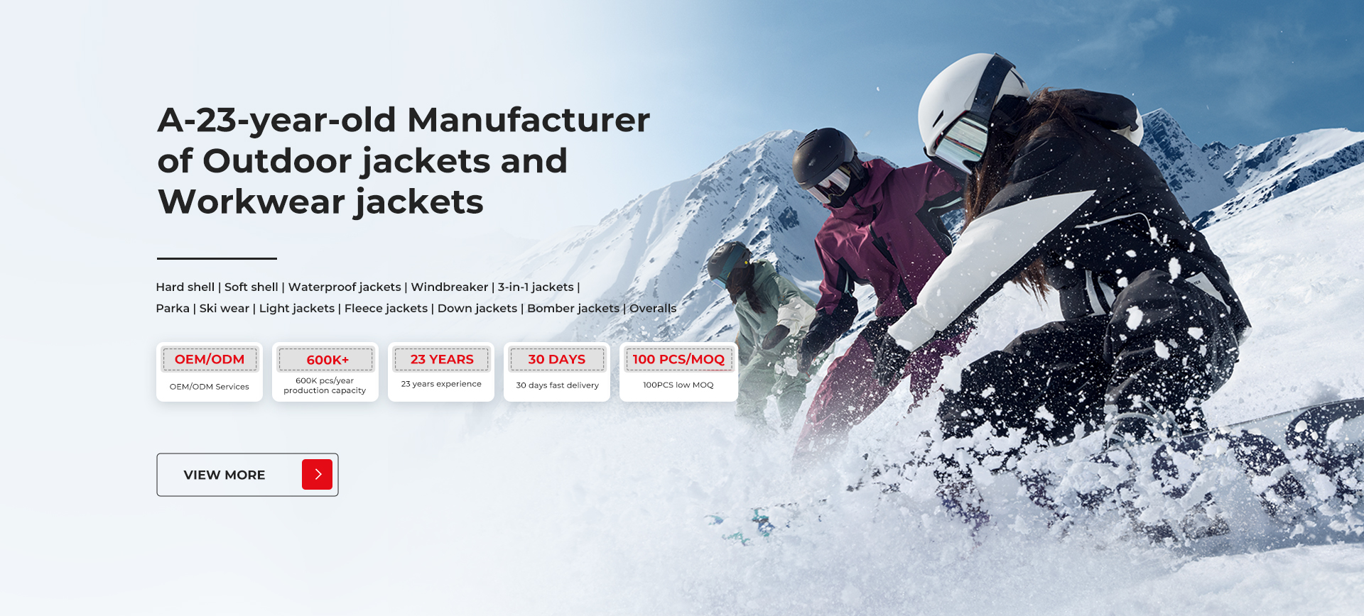 Custom ski wear collection produced by Ruiniu outdoor garment factory