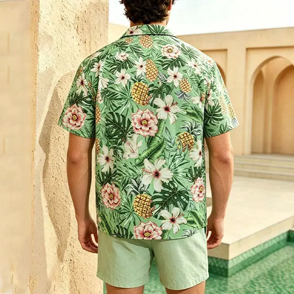 Custom Wholesale Men's Tropical Hawaiian 2-Piece Beach Set Factories, Service