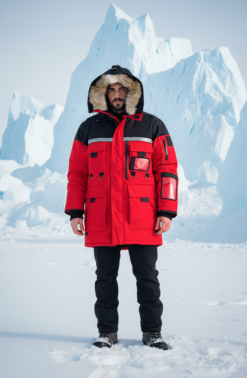 Custom down jacket produced with RDS certified down fill