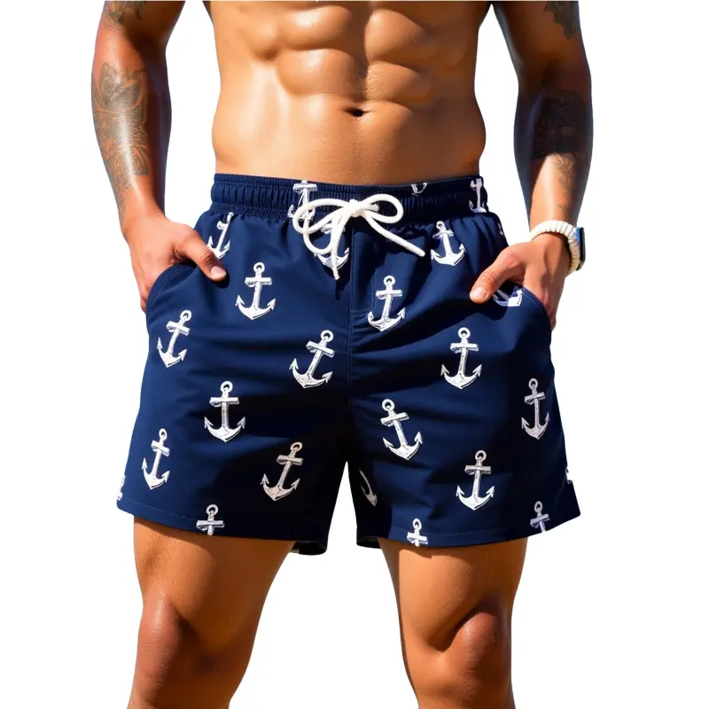 ODM ODM/OEM Men's Anchor Print Quick Dry Swim Trunks Manufacturer Manufacturers, Service