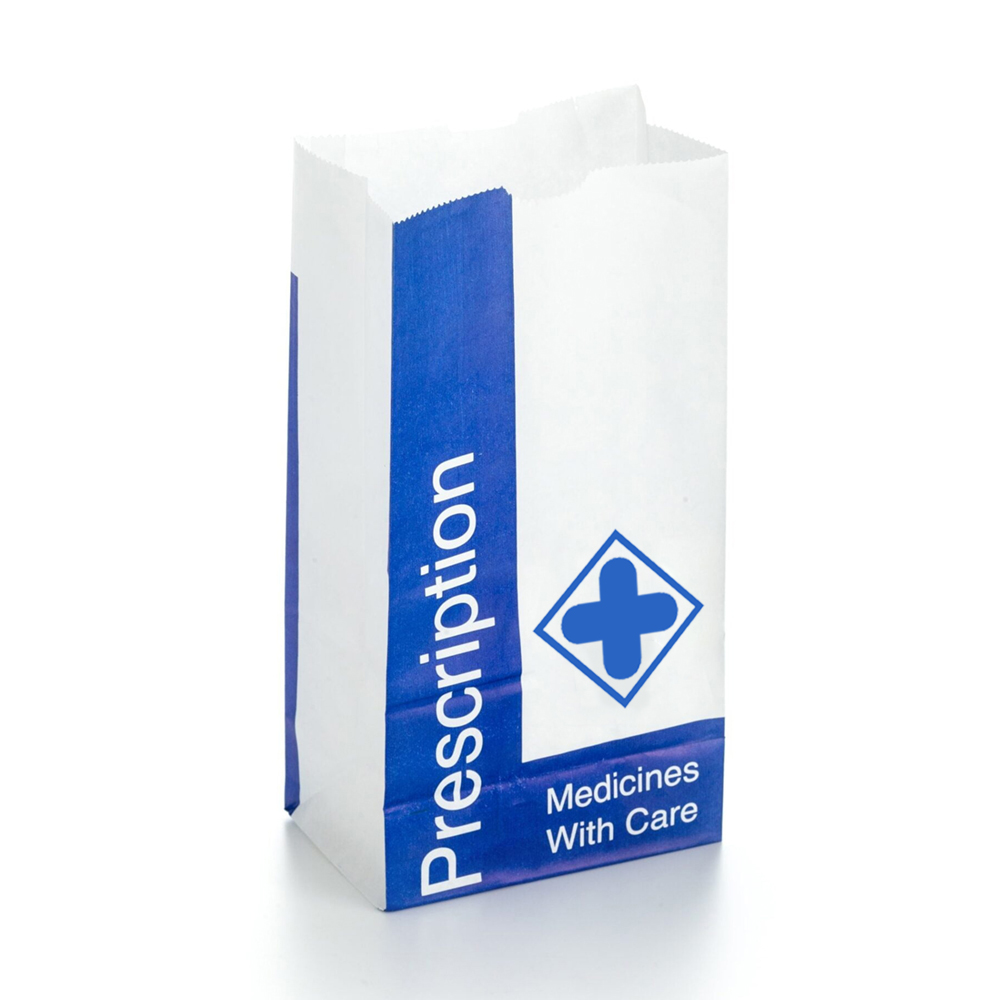 Custom Printed Logo Size Daily Counter Prescription Medical Sickness SOS White Kraft Paper Pharmacy Storage Bag for Medicine