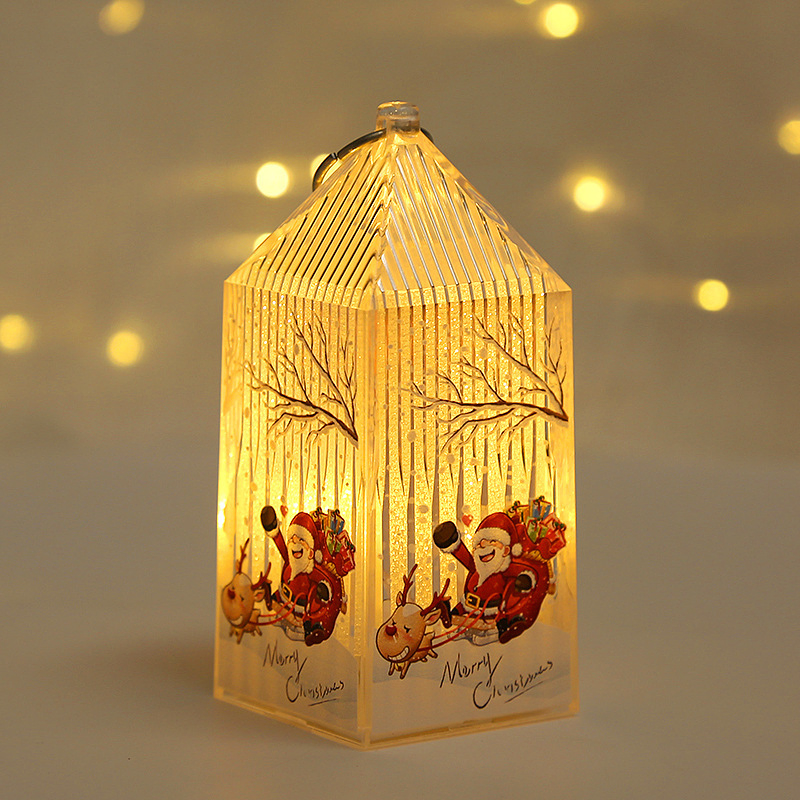 Christmas Lanterns Decorative Lighted Christmas Night Light Christmas Decor Snow Globe Lantern Party Supplies