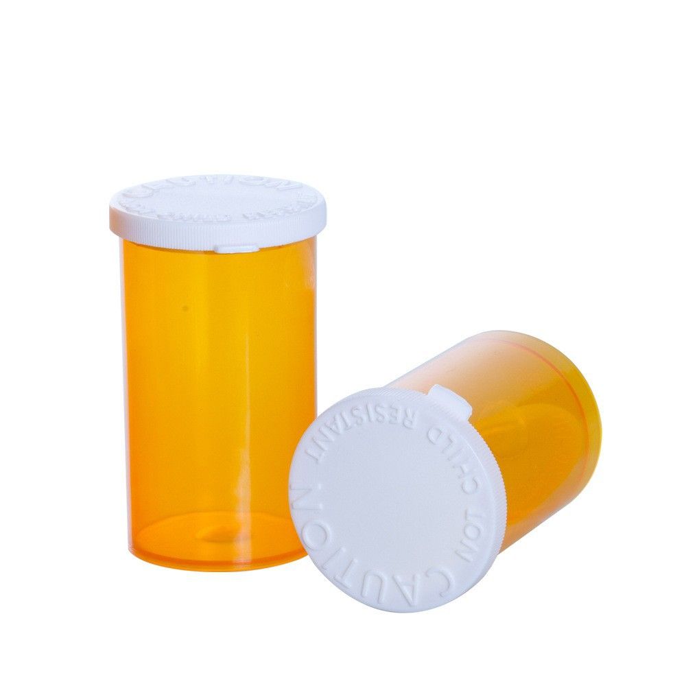 Custom Branded Prescription Vials with Push Down Snap Lids for Secure Storage of Solid Medications Tablets and Capsules
