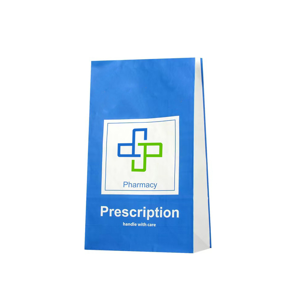 Custom Printed Logo Size Daily Counter Prescription Medical Sickness SOS White Kraft Paper Pharmacy Storage Bag for Medicine