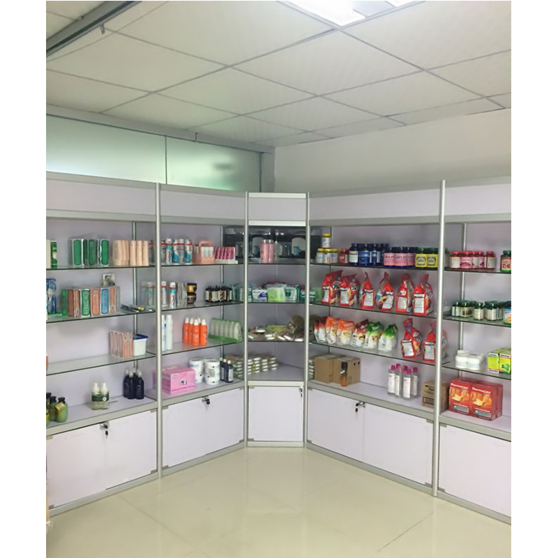 Medicine Display Rack Pharmacy Shop Counter Design Medicine Cabinet with LED Lighting