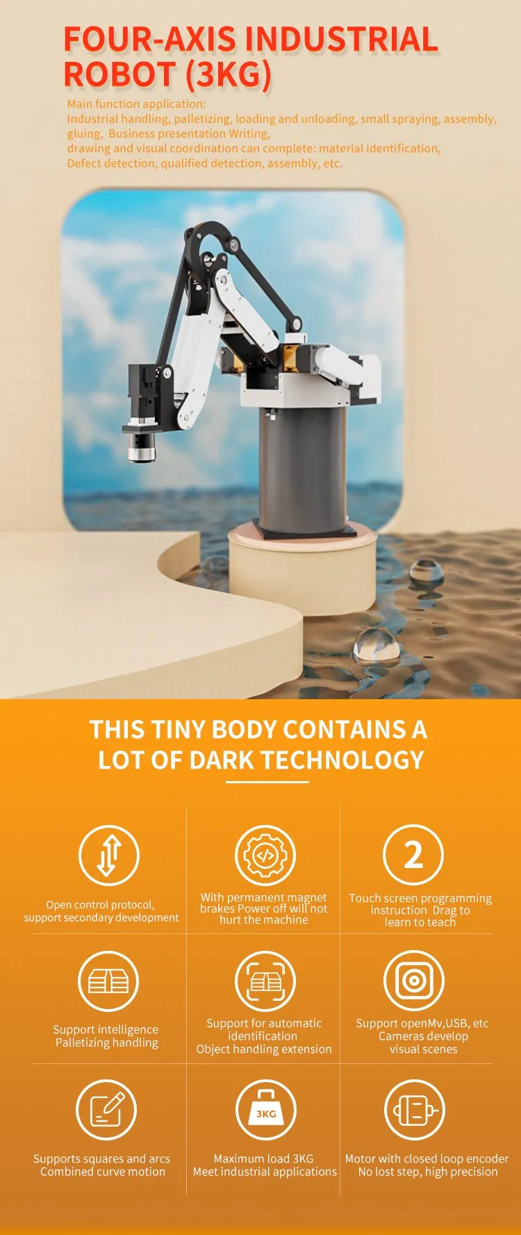 High Speed CRP New Laser Cutting Robot 4 Axis Robot Arm