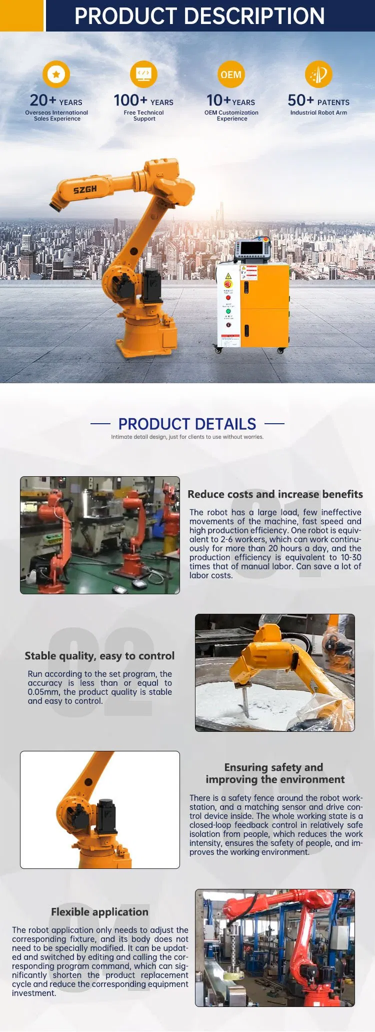 Hot selling six-axis robot welding arm multi-functional processing industrial robot arm