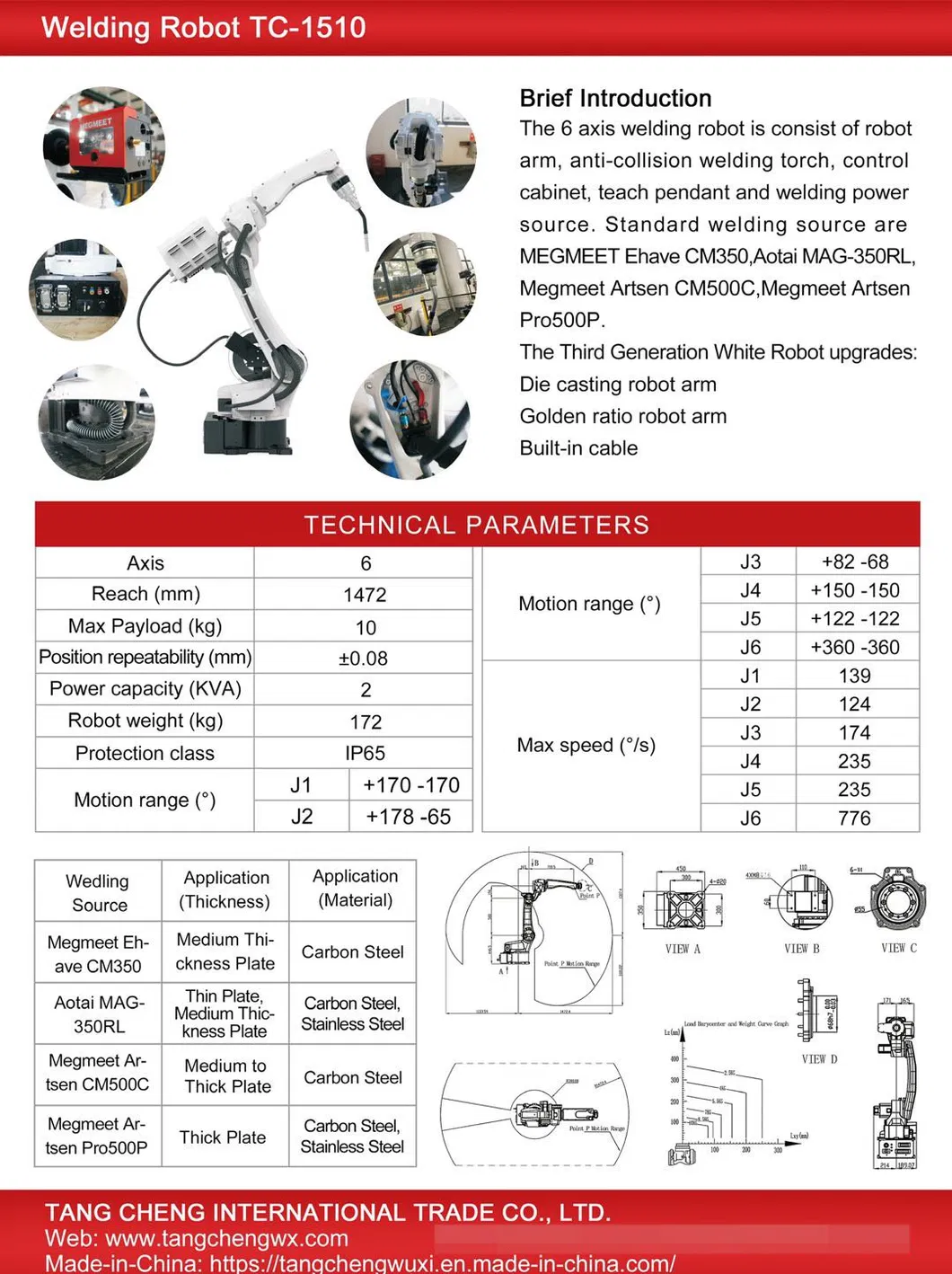 1500mm 6 Axis Robot Arm
