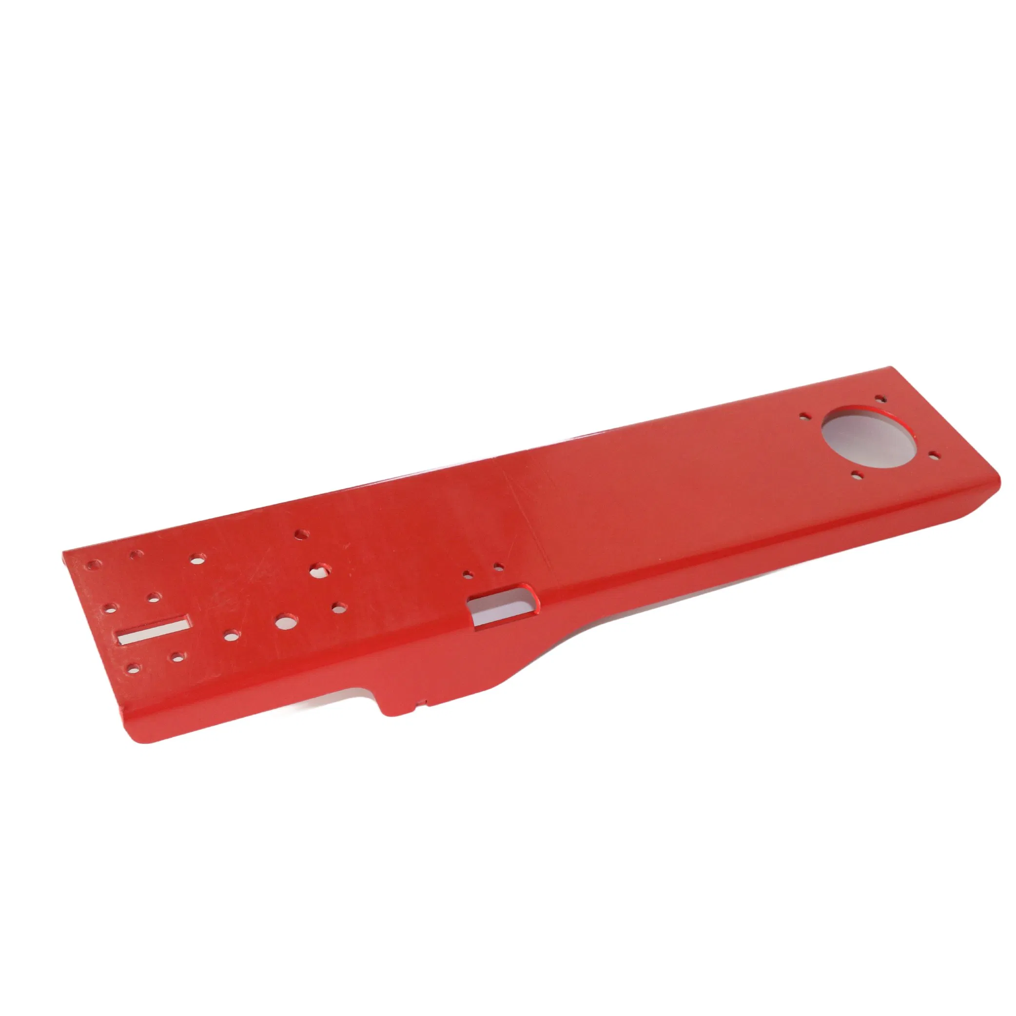 Custom Carbon Steel Metal Stamping Long Connecting Arm with Red Powder Coating for Heavy Machinery