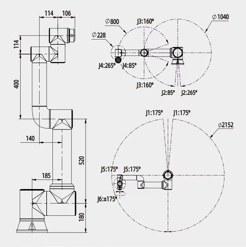 Machine Tool Loading Cobot 16kg Payload Robot Arm for Mold Parts Handling