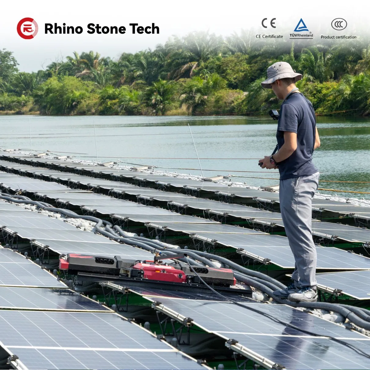 High-Efficiency Dirt-Wipe Maintenance Solution PV Array Photovoltaic Protection Crawler Device Teleoperated Tracked Equipment Solar Panel Cleaning Robot