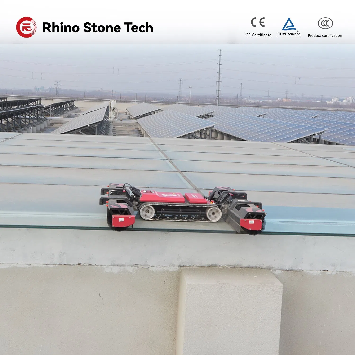 High-Efficiency Dirt-Wipe Maintenance Solution PV Array Photovoltaic Protection Crawler Device Teleoperated Tracked Equipment Solar Panel Cleaning Robot