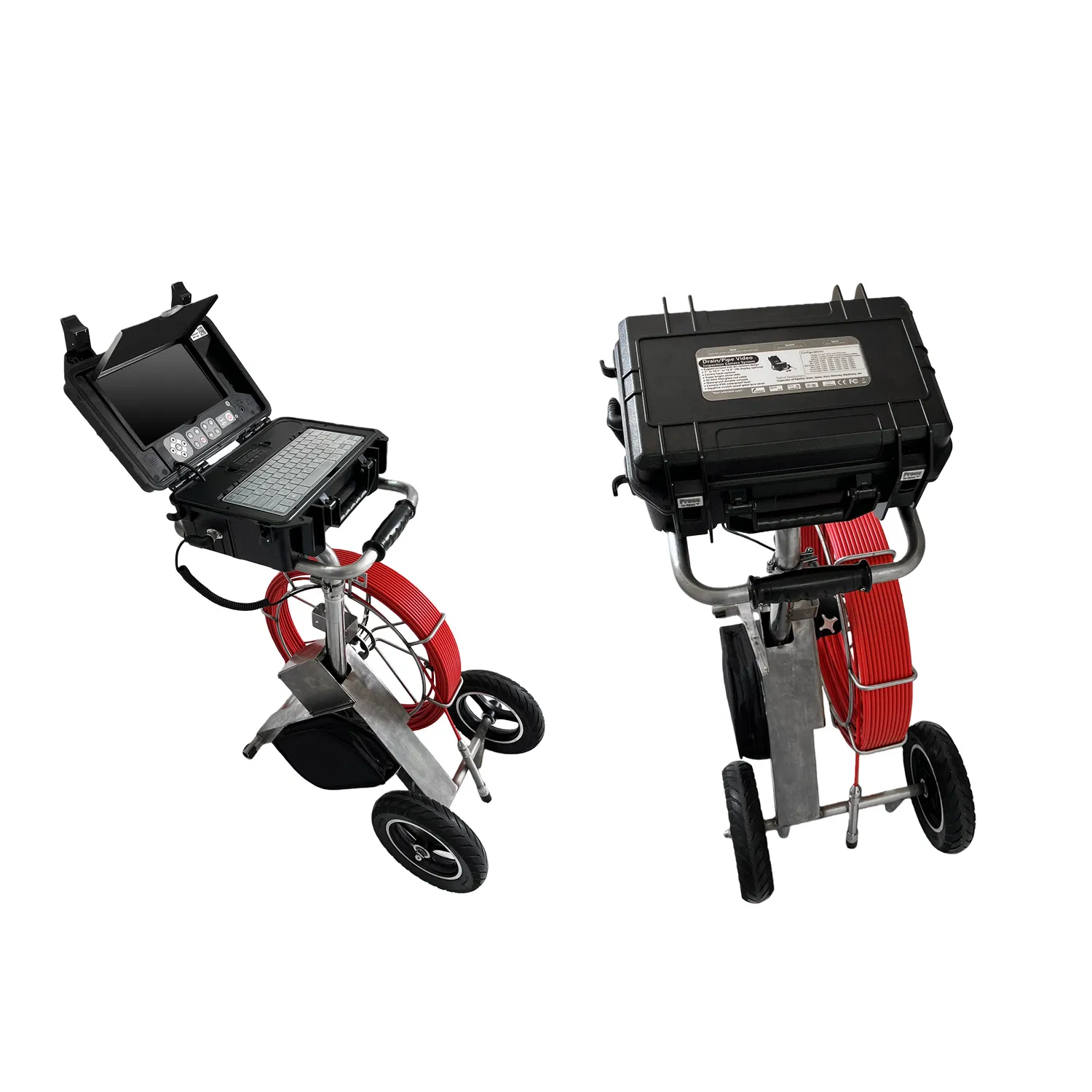 10 Inch Black Underground Pipe Inspection Crawler Hikvision CCTV