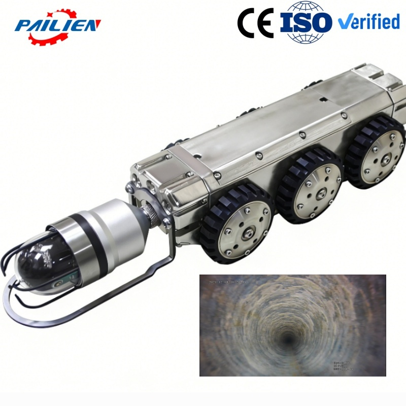 6-Wheel Pipe Crawler Robot for Sewer with Reel and 100m Cable Portable CCTV Drain Inspection Camera System