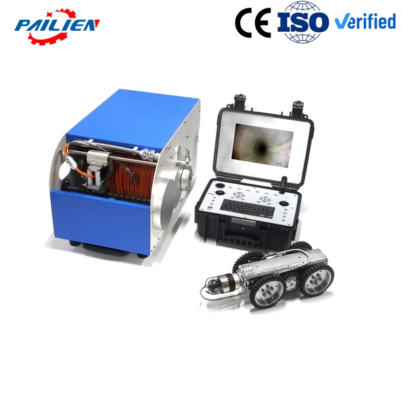 6-Wheel Pipe Crawler Robot for Sewer with Reel and 100m Cable Portable CCTV Drain Inspection Camera System