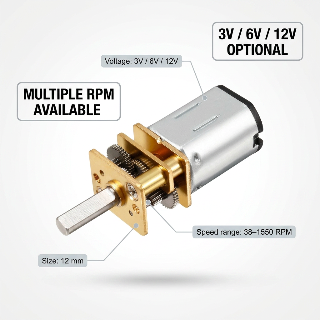OEM China Supplier Cheap Price Dia 12mm 6v 45/75/150rpm DC Brushed Gear Motor with Wheel for Toy Car DGA12-N20