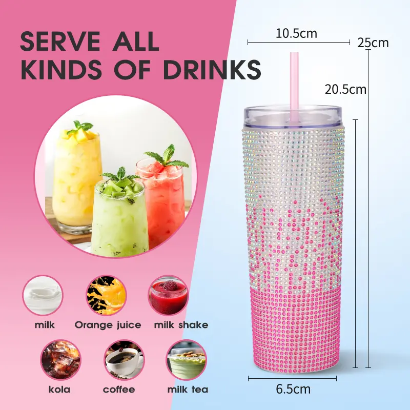 Drill sticker tall straight rhinestone tumbler model YS-2045D