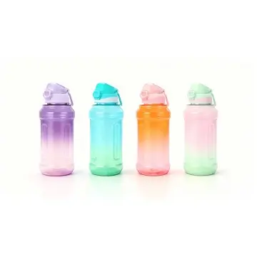 Macaron gradient large capacity sports water bottle with one-button snap lid