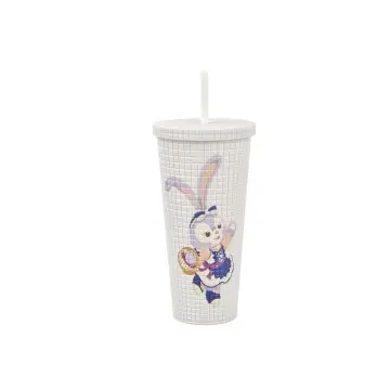 Cartoon check pattern straw mug for kids