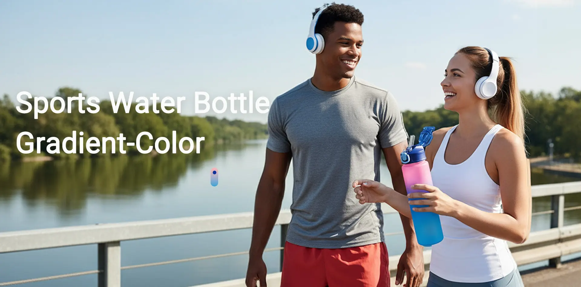 Macaron gradient sports water bottles for gyms and travel