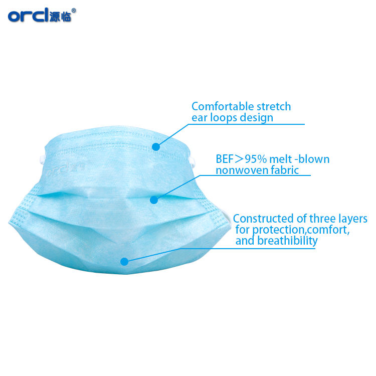 Aseptic Protection Medical 3ply Face Mask Printed Elastic Non Woven Disposable 3D Layer Surgical Facemask