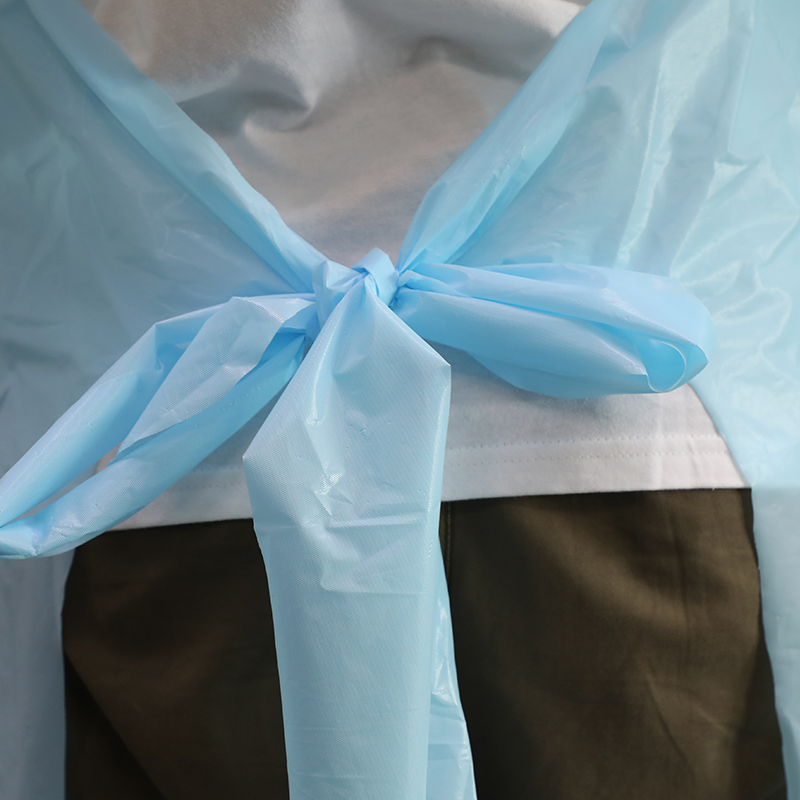 Eco-Friendly Blue Protective Gown, Thumb Loop CPE Disposable Isolation Gown Surgical Suit Medical Clothing Visitor/Exam/Patient Robe PP PE Non-Woven SMS