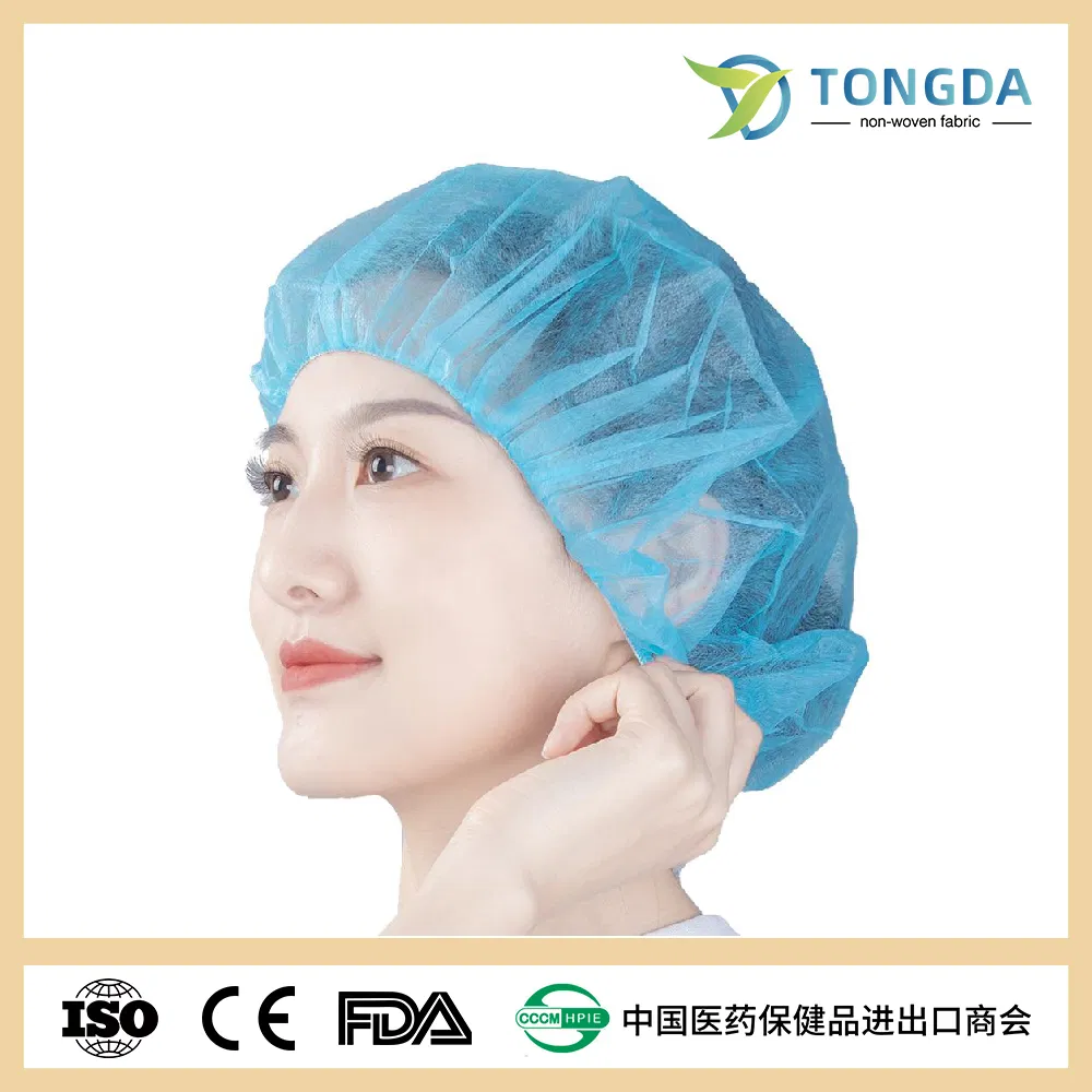 Non Woven Waterproof Disposable Bouffant Round Caps Head Cover Cap
