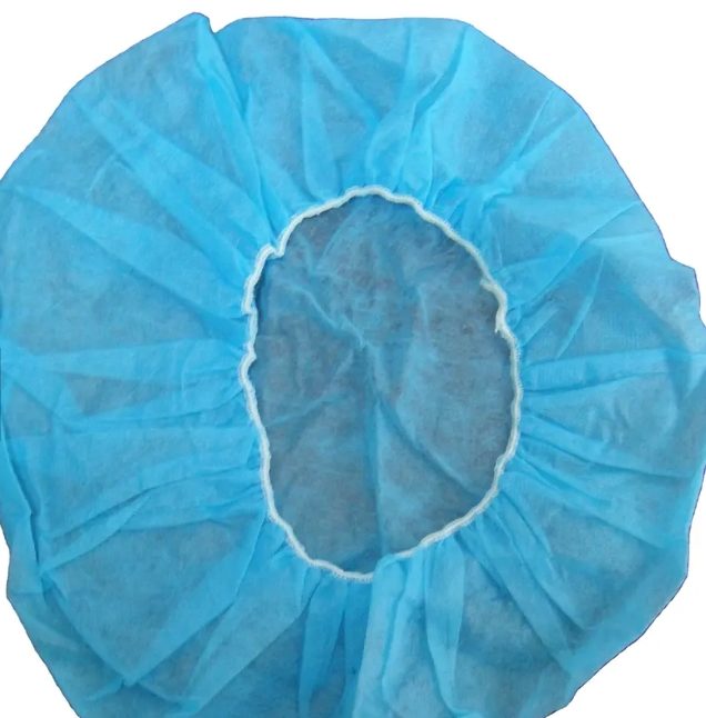 High-Quality Protective Disposable Non Woven Blue Color Bouffant Clip Mob Cap