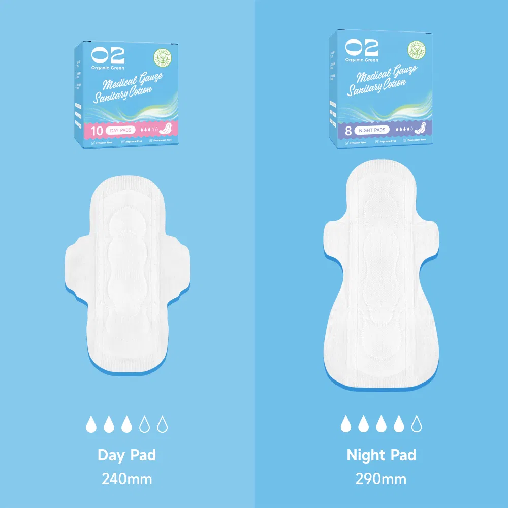 O2 New Pure Cotton Medical Gauze Lady Napkin Mesh Menstrual Pads Super Absorbent Sanitary Napkin Without Irritation