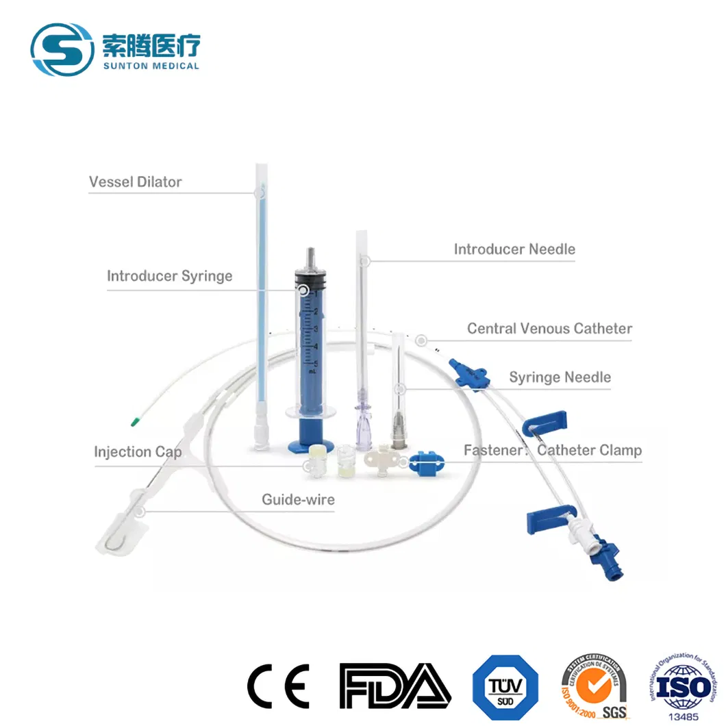 Sunton Customized China Disposable Quad Lumen 8.5fr Central Venous Catheter (CVC Catheter) Kit Supplier Sample Available Medical CVC Central Venous Catheter Kit