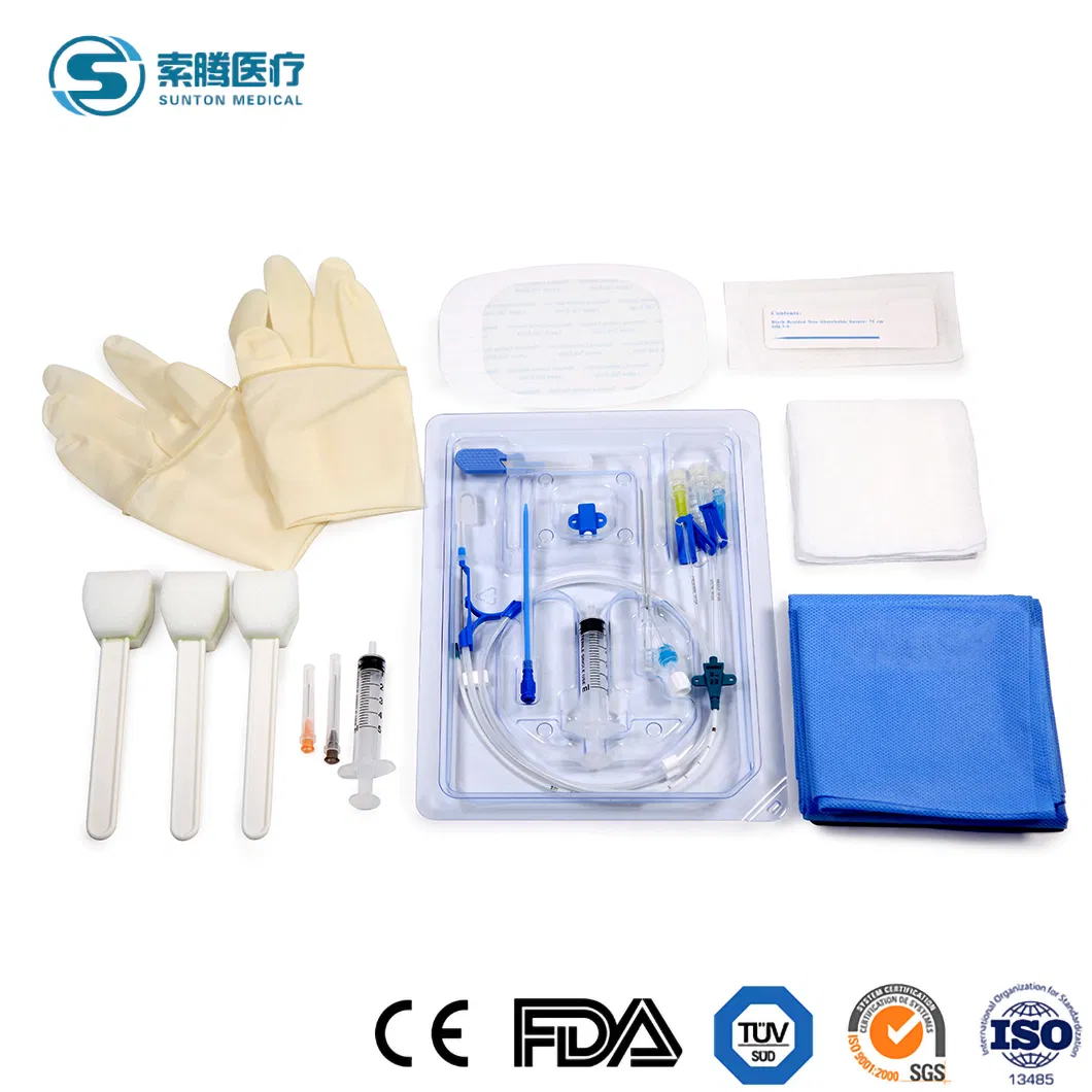 Sunton Customized China Disposable Quad Lumen 8.5fr Central Venous Catheter (CVC Catheter) Kit Supplier Sample Available Medical CVC Central Venous Catheter Kit