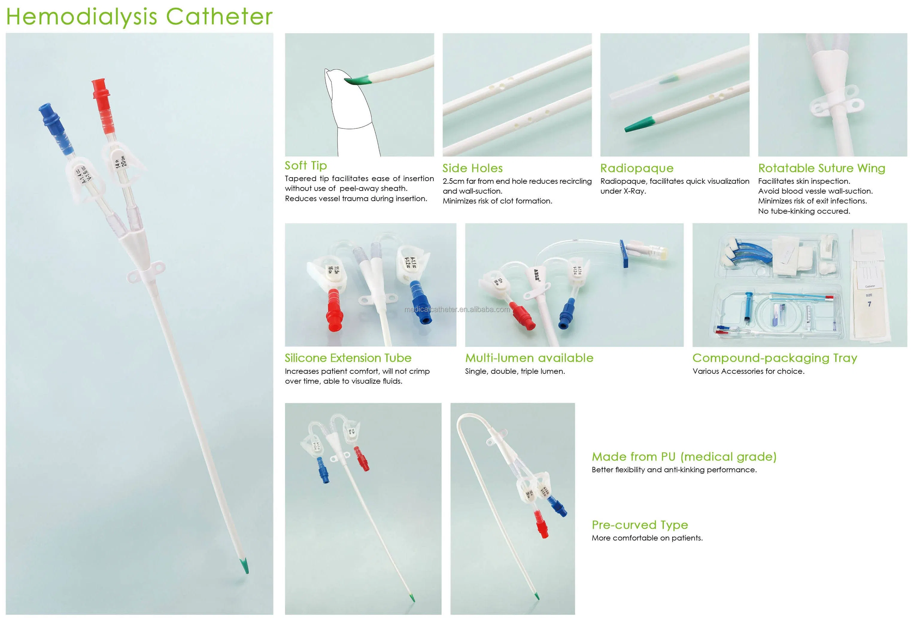 Medical Disposable Long Term Hemodialysis Catheter Set Blood Dialyzer Kit