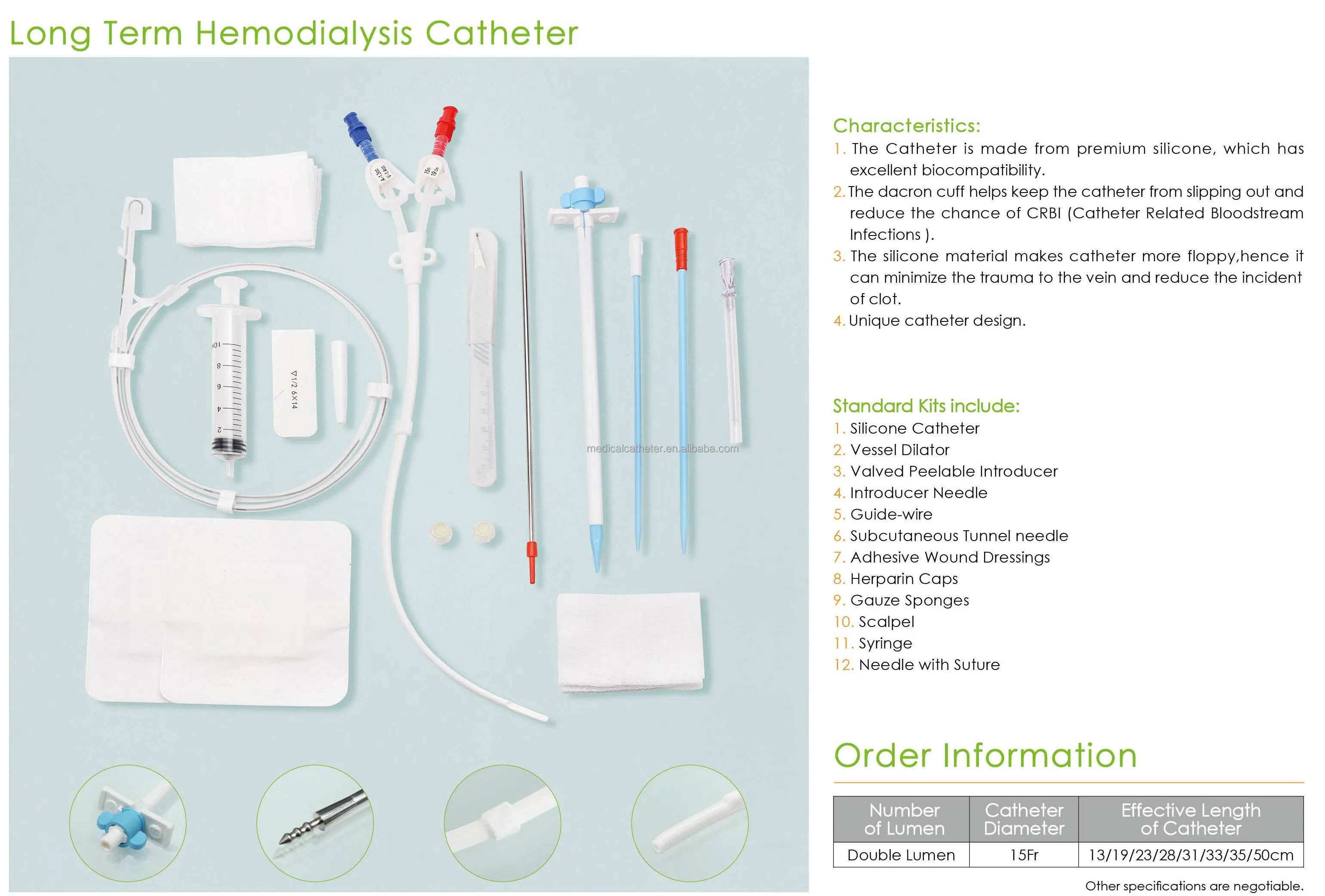 Medical Disposable Long Term Hemodialysis Catheter Set Blood Dialyzer Kit