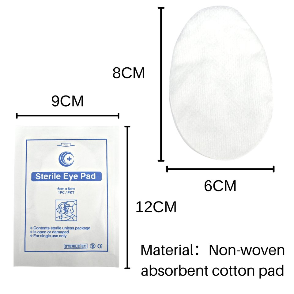 Hot Selling Disposable Medical Absorbent Cotton Surgical 6*8cm Non Woven Sterile Adhesive Eye Pad