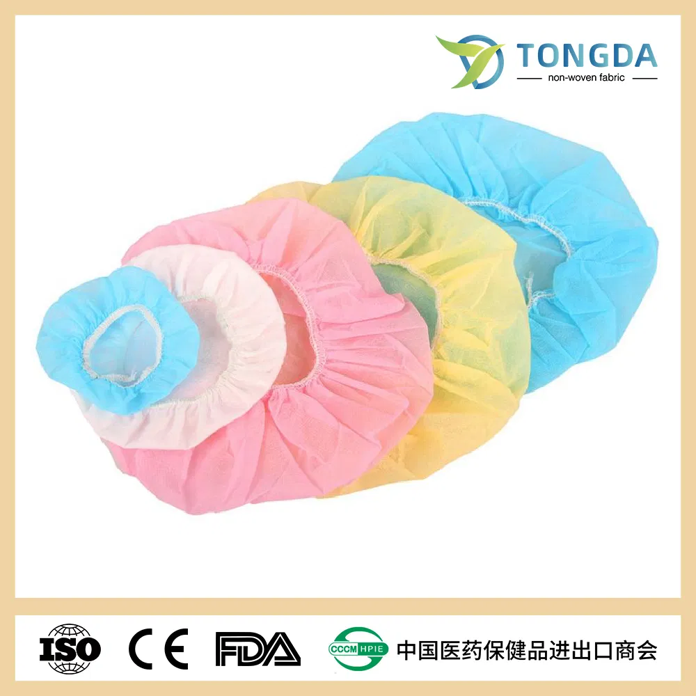 Non Woven Waterproof Disposable Bouffant Round Caps Head Cover Cap