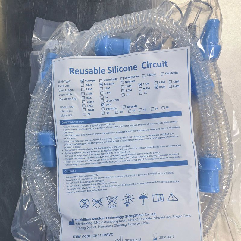 Reusable Platinum Medical Silicone Breathing Circuit Corrugated Silicone Braething Tube for Anaesthesia Machine