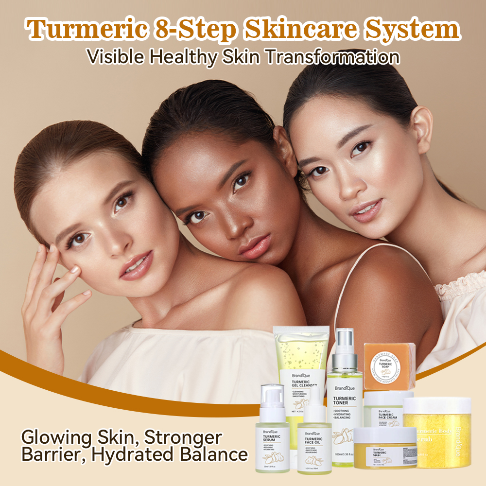 Turmeric 8-Step Skincare System Turmeric Hyaluronic Acid Helps Minimize Sensitivity Signs Turmeric Skin Care Set