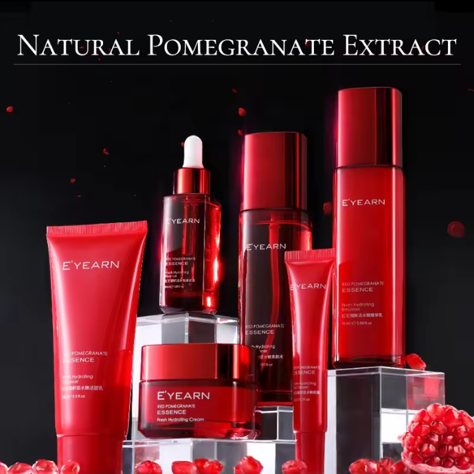 AESTHTANY Korean Private Label Facial Red Pomegranate Skincare Kit Vitamin C Niacinamide Face Serum Eye Cream