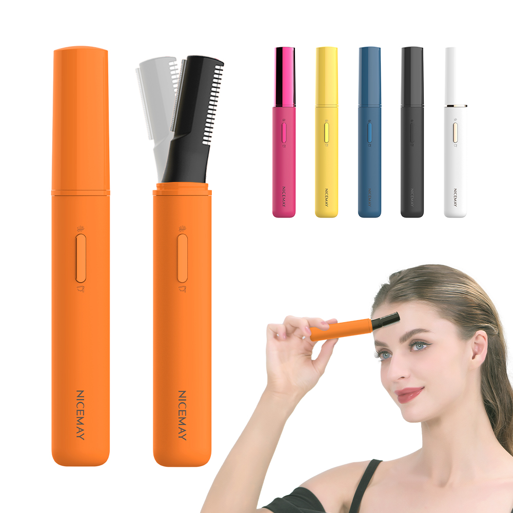 Nicemay 2 in 1 Dual Head Mini Facial Hair Remover Rechargeable Painless Lady Women Eyebrow Trimmer