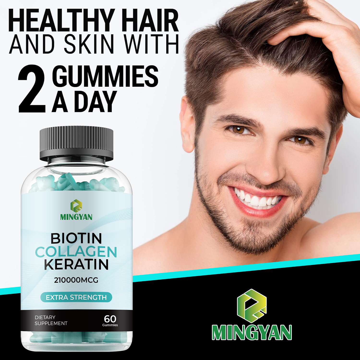 MY Factory OEM/ODM Hair Vitamins Gummies with Biotin | Vegan Plant - Pectin Supplement for Hair Health