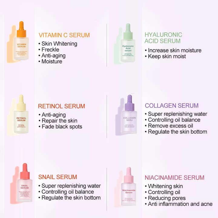 Private Label Custom Logo Liquid Facial Serum with Hyaluronic Acid AHA Vitamin C &amp; for for Anti-Aging Skin Care