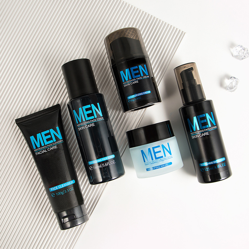 Oem Private Label Manufacturing 5pcs Men Care Moisturizing Anti Aging Cleansing Oil Control Facial Repairing Men Skin Care Kit