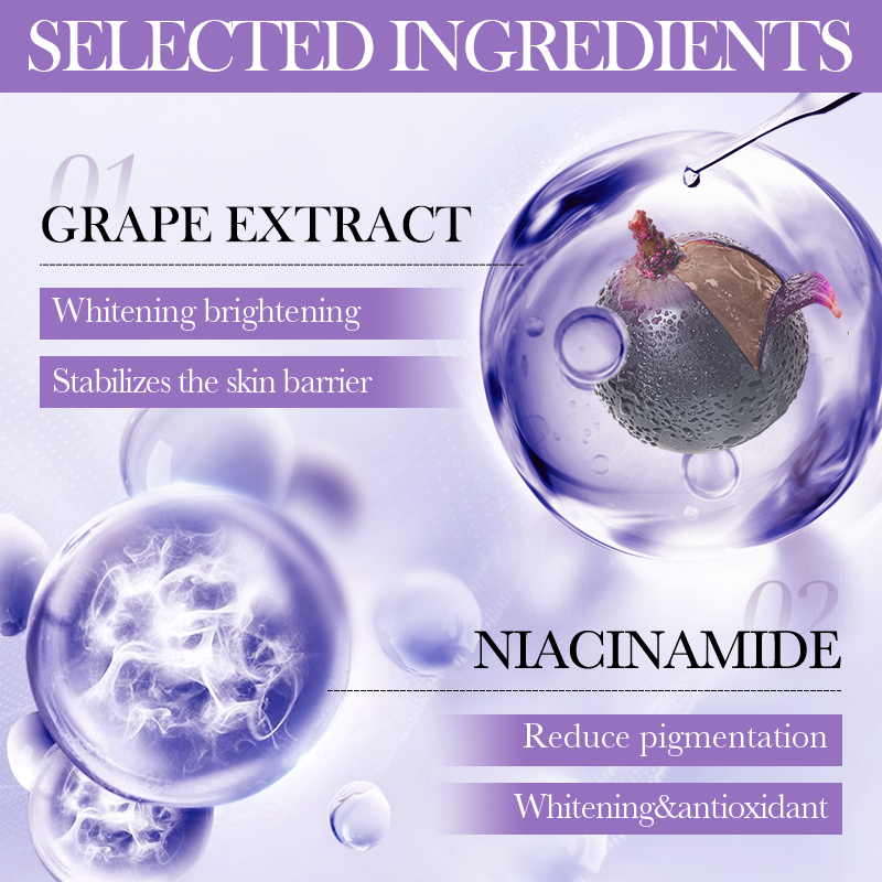 Private Label SADOER Grape Seeds Gentle Facial Skincare Set 6-Pieces Suit Moisturizing Face Moisturizing Gift Box for Women