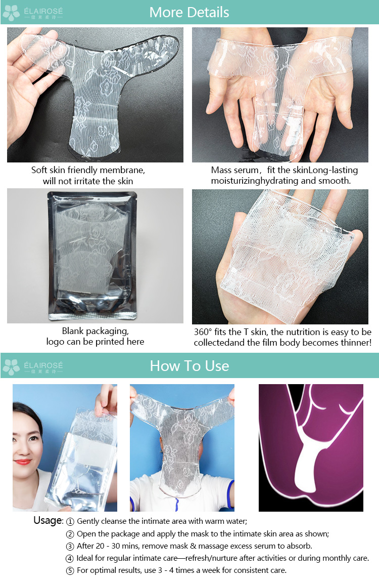Female T-Shape Spa T Gel Mask for Bikini Area Body Vaginal Brightening Hydration Care Herbal Extracts Beauty Personal Care OEM
