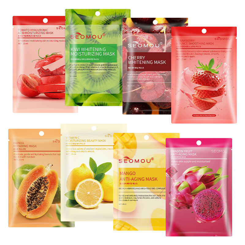 Hot-selling Private Label Factory Price Korean Sheet Facial Mask Female Whitening Hydrating Best Fruit Moisturizing Face Mask