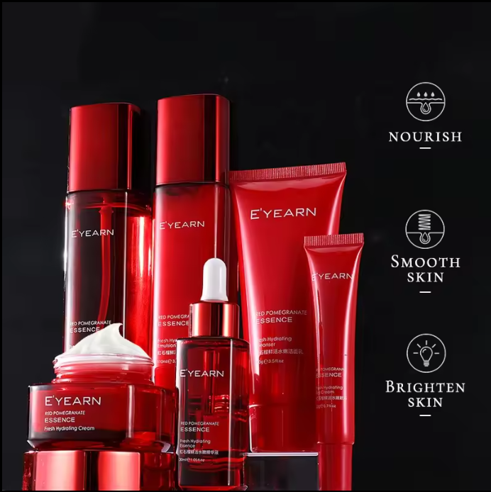 AESTHTANY Korean Private Label Facial Red Pomegranate Skincare Kit Vitamin C Niacinamide Face Serum Eye Cream