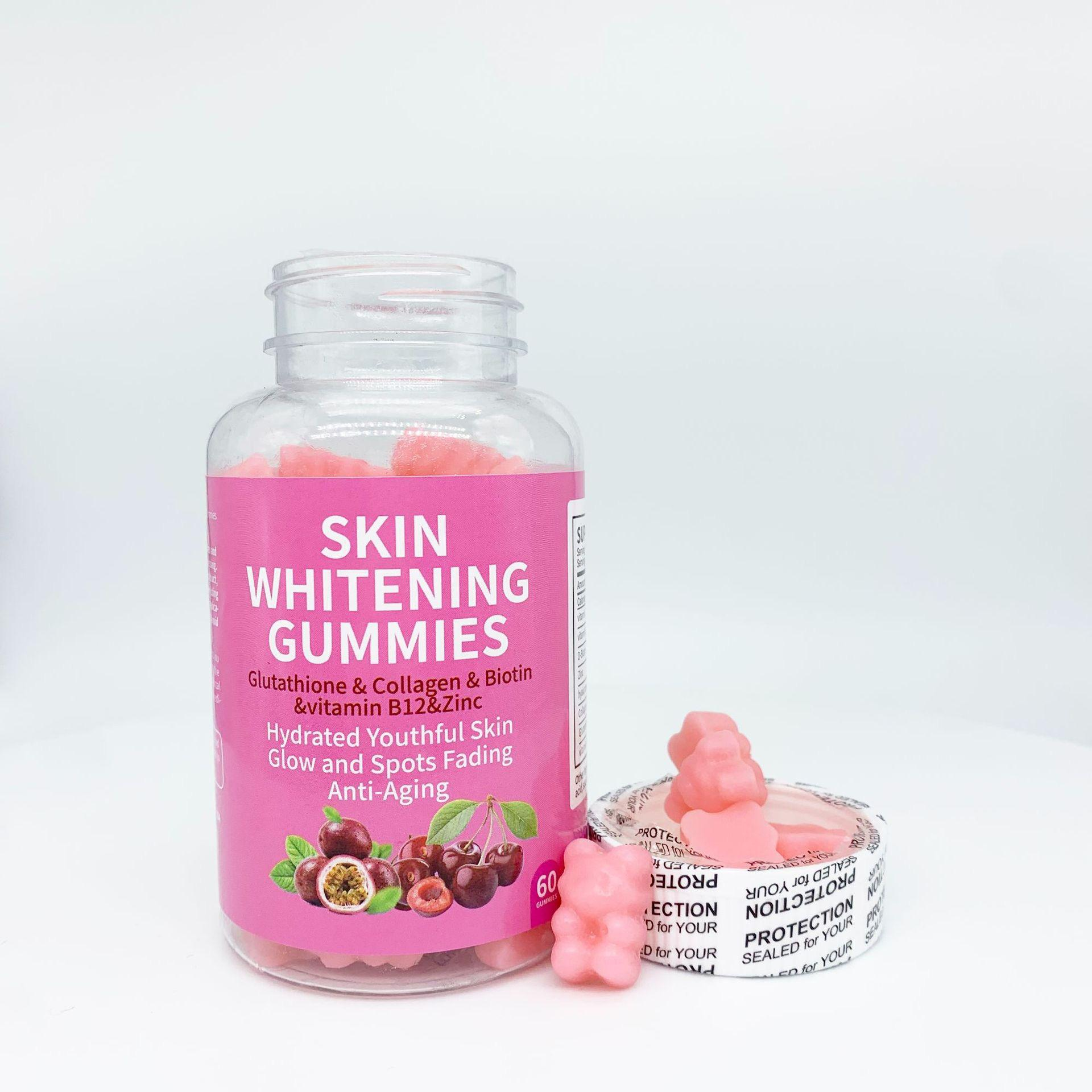 OEM/ODM Adult Healthy Skin Whitening L-glutathine Vitamin B12 Zinc Gummies Collagen Light Skin Tone Food Supplement 24-Month