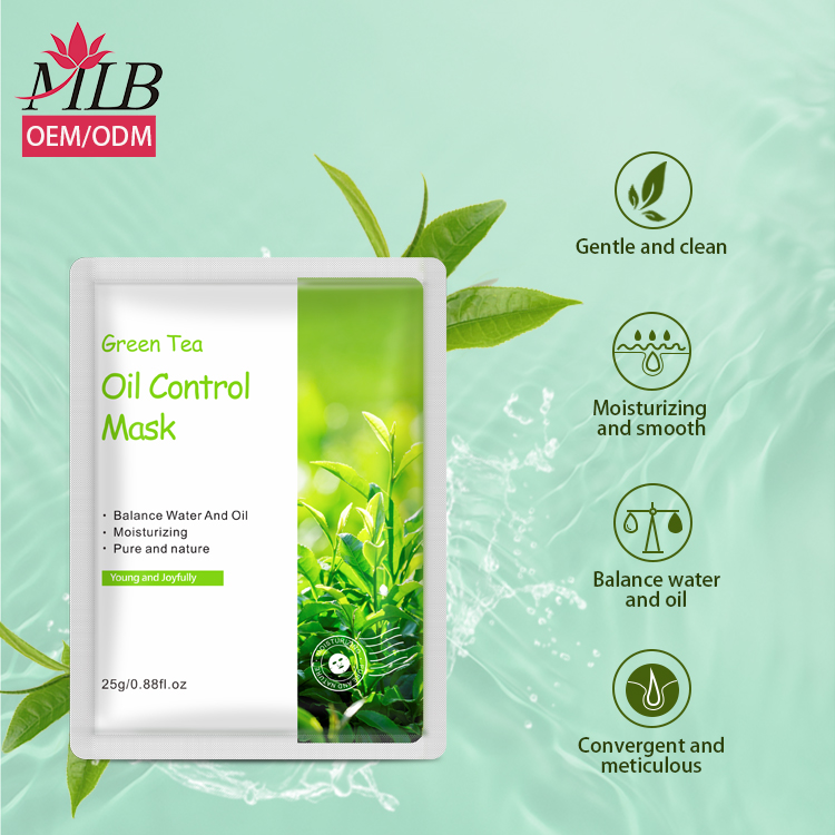Wholesale No Woven Beauty Mask Silk Face Care Oil Control Purifying Vegan Facemask Green Tea Sheet Facial Masks Manufacturer