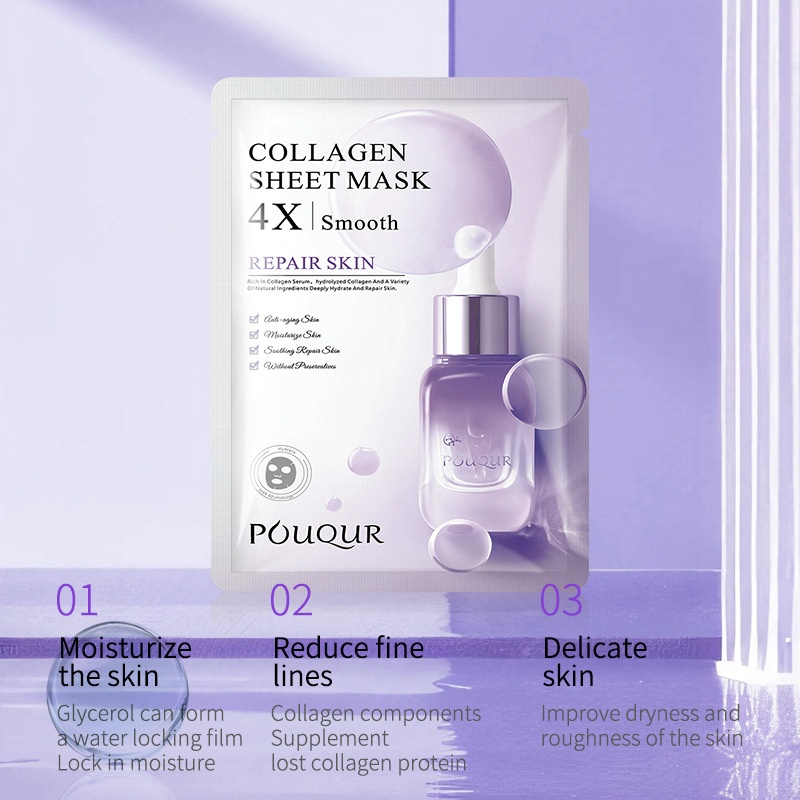 POUQUR Niacinamide Whitening Essence Mask Hydrating Salicylic Acid Collagen Moisturizing Face Moisturizing Facial Mask Sheet